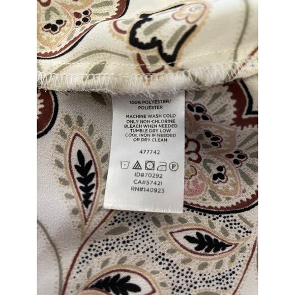 Loft Long Sleeve Blouse Womens Size Large Cream Green Floral Paisley Small Pull - Picture 5 of 10